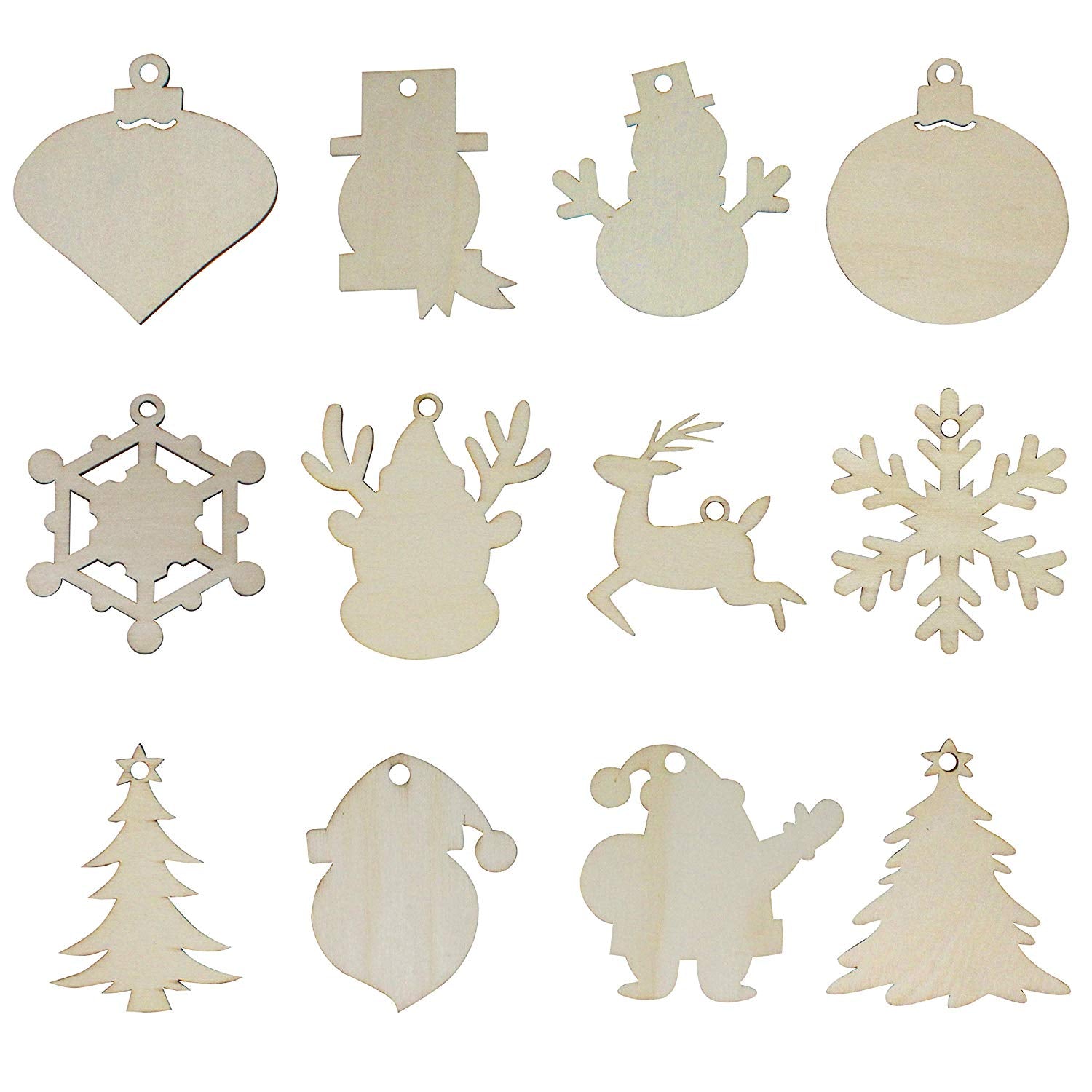 48 Piece Wooden Christmas Ornaments