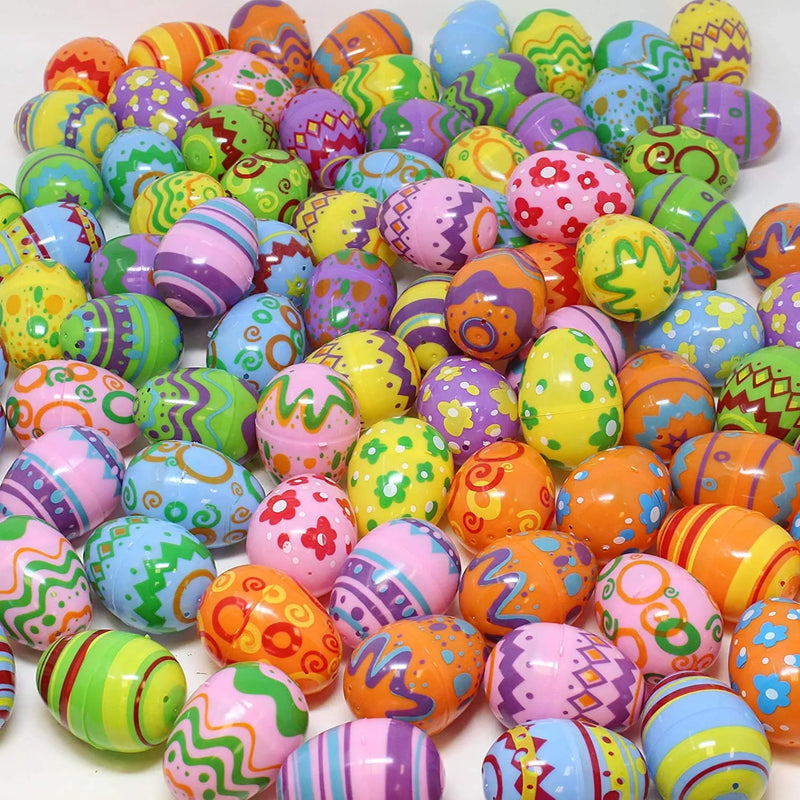 144Pcs Printed Colorful Easter Egg Shells 2.3in