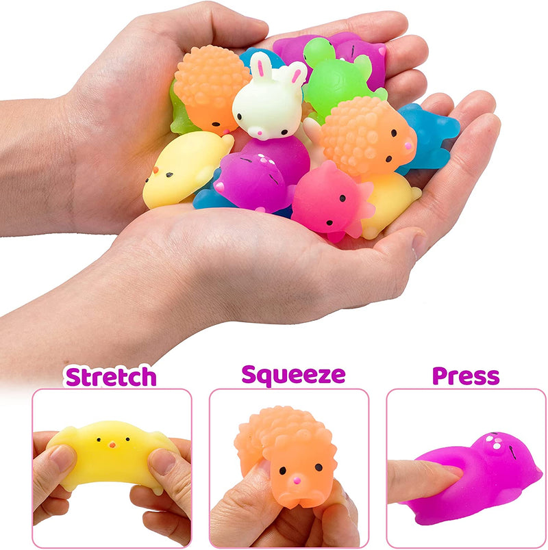 25pcs Glow In The Dark Mini Animal Mochi Squishy Fidget Toy Party Favors Asst - Foto 4