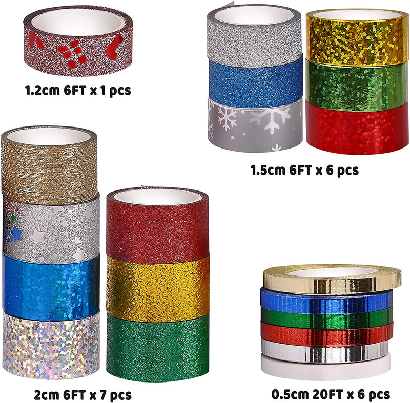 Gift Wrap String (White, Silver, Red, Gold, Green, Blue), 20 Pack