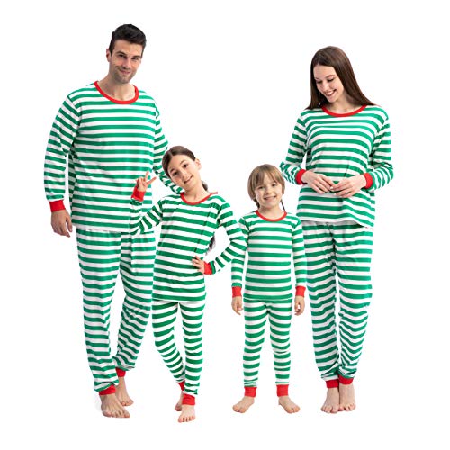 Women Christmas Green Stripe Family Matching Pajama