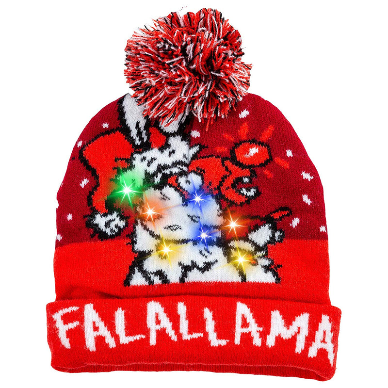 Christmas Falalallama Llama Lit-up Knitted Beanie