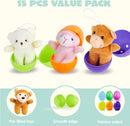 15Pcs Plush Animals Prefilled Easter Eggs