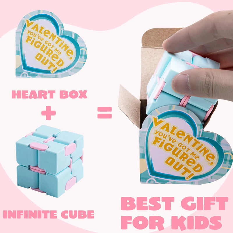 16Pcs Valentines Day Infinity Cube Toy with Heart Boxes