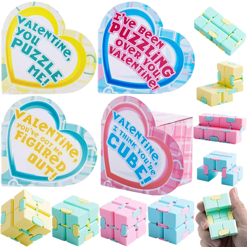 16Pcs Valentines Day Infinity Cube Toy with Heart Boxes