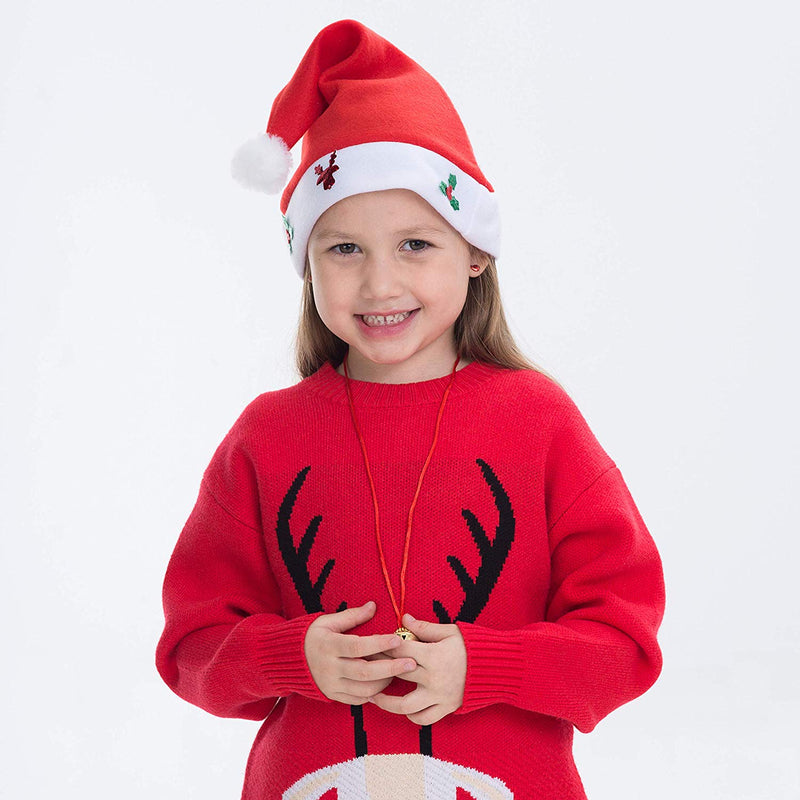 Fancy Santa Hats With Jingle Bells Necklaces