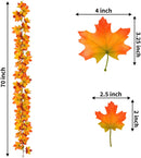 Artificial Fall Red Orange Maple Leaves Garland
