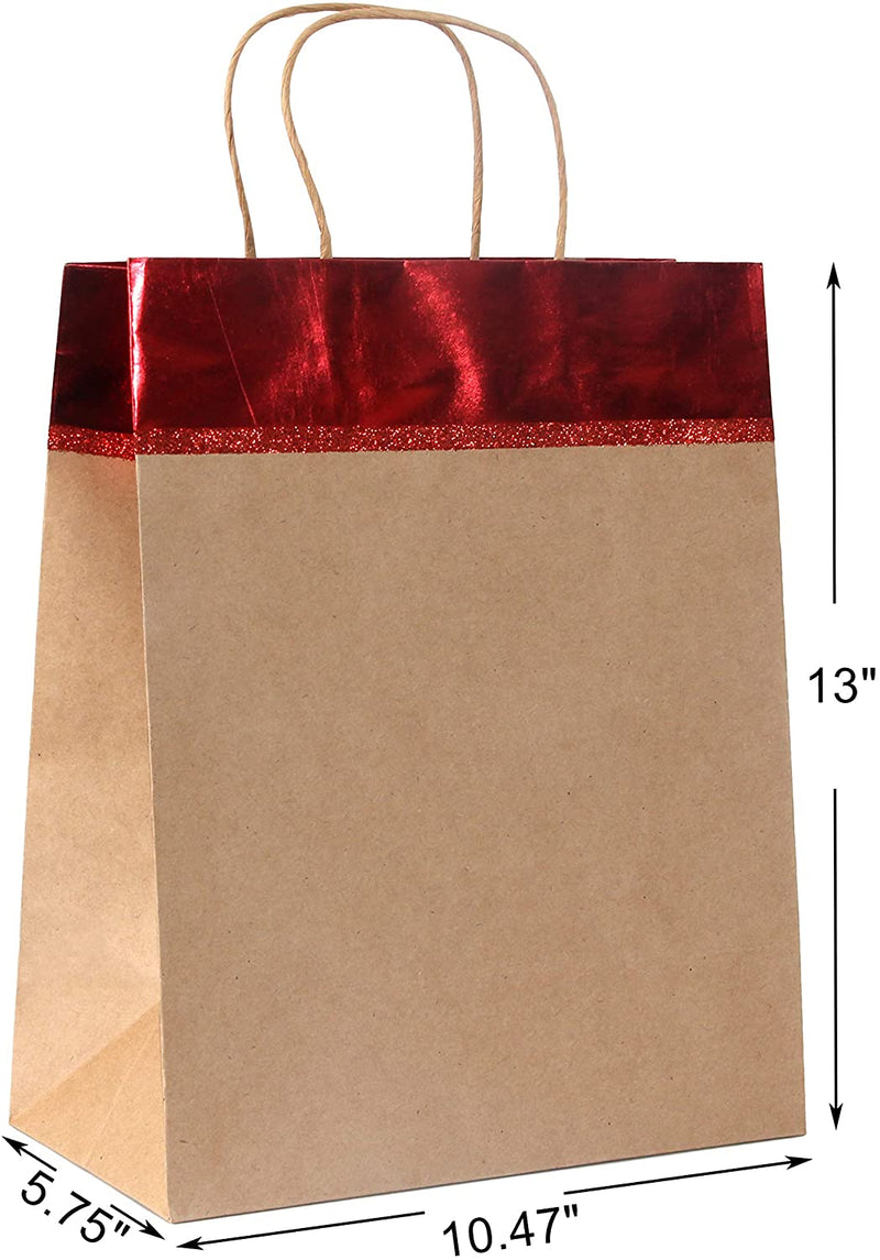 Red and Gold Christmas Kraft Gift Bags