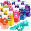 18Pcs Science Themed Slime Beakers with Valentines Day Cards for Kids-Classroom Exchange Gifts