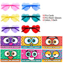 18Pcs Heart Shaped Glasses Valentines Day Cards for Kids-Classroom Exchange Gifts