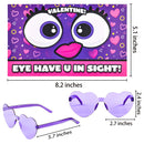18Pcs Heart Shaped Glasses Valentines Day Cards for Kids-Classroom Exchange Gifts