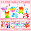 18Pcs Kids Valentines Cards with push bubble Bubble Keychain Toy-Classroom Exchange Gifts