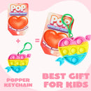 18Pcs Kids Valentines Cards with push bubble Bubble Keychain Toy-Classroom Exchange Gifts