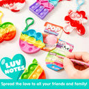 18Pcs Kids Valentines Cards with push bubble Bubble Keychain Toy-Classroom Exchange Gifts