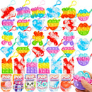 18Pcs Kids Valentines Cards with push bubble Bubble Keychain Toy-Classroom Exchange Gifts