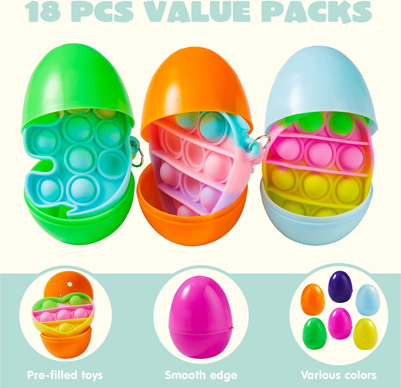 18Pcs Bubble Animal Keychain Prefilled Easter Eggs