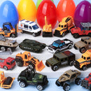 18Pcs 3.35in Diecast Vehicles Prefilled Easter Eggs For Easter Egg Hunt