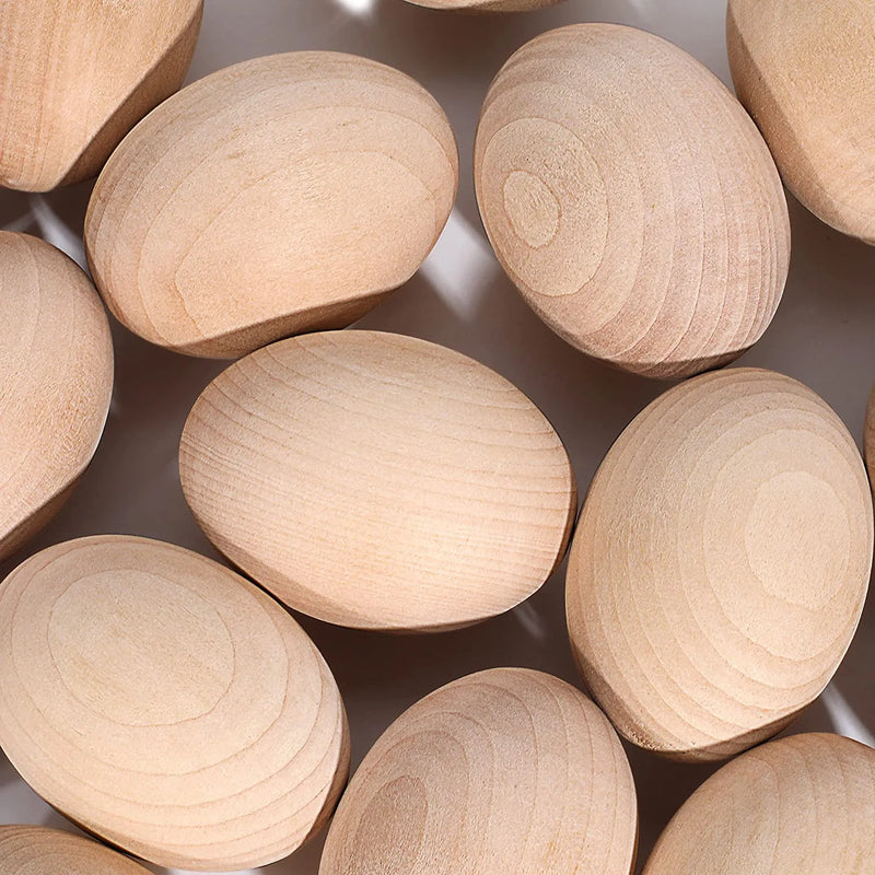 18Pcs DIY Paint Your Own Plain Wooden Easter Eggs