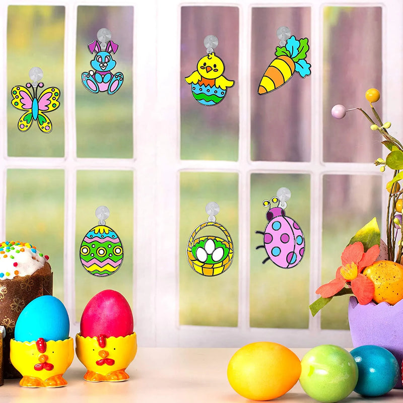 18Pcs Easter Eggs Art Crafts Suncatcher Set