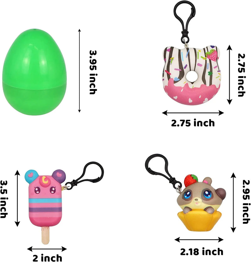18Pcs Dessert Squishy Toy Keychains Prefilled Easter Eggs