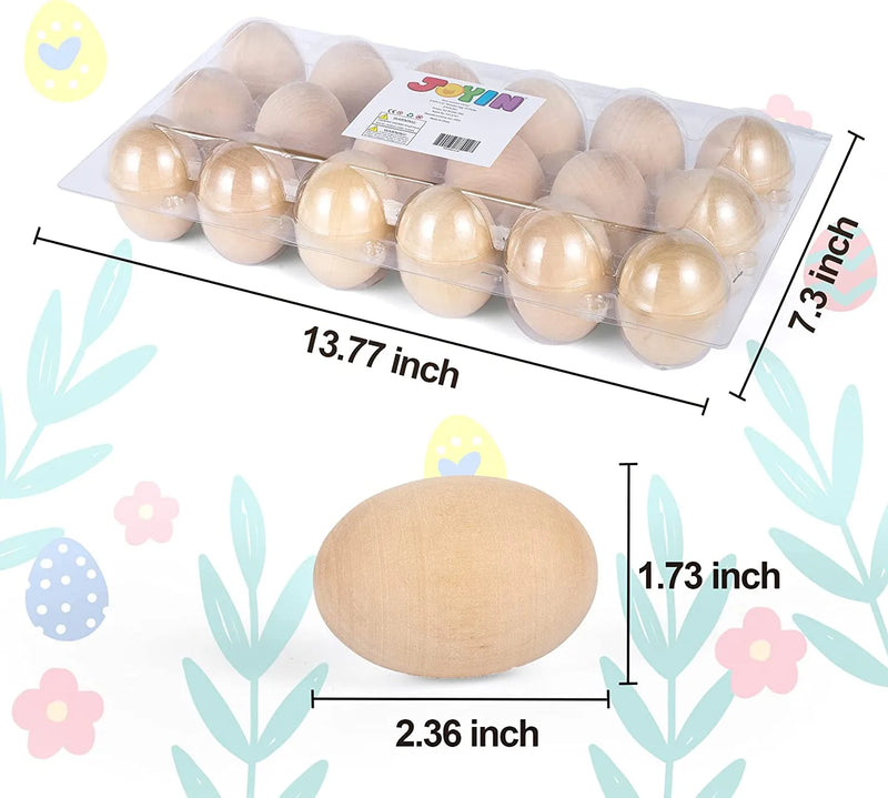 18Pcs Easter Unpainted Wooden Eggs 3.15in