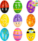 18Pcs Easter Wooden Percussion Musical Egg Maracas