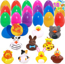 18Pcs 3.15in Animal Rubber Ducks Prefilled Easter Eggs for Easter Egg Hunt