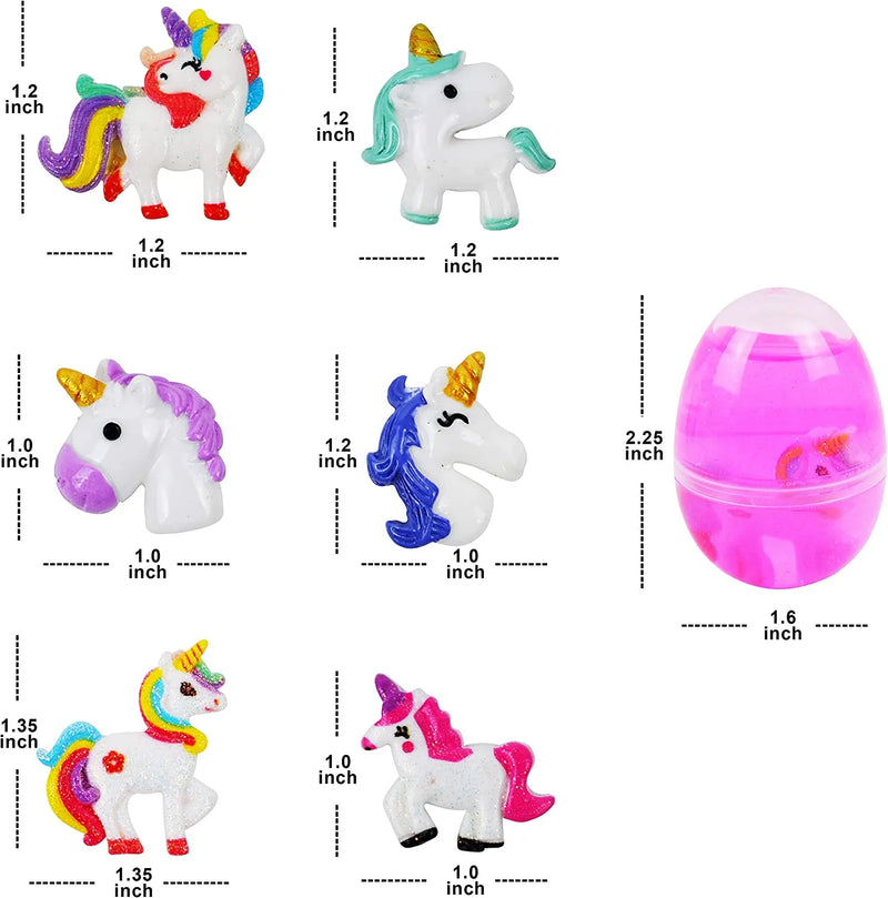 18Pcs Unicorn Figure and Crystal Slime Prefilled Easter Eggs