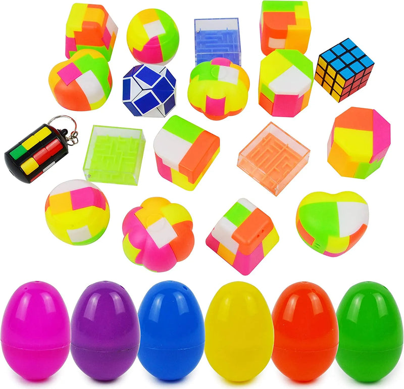 18Pcs Plastic Brain Teaser Puzzles Prefilled Easter Eggs