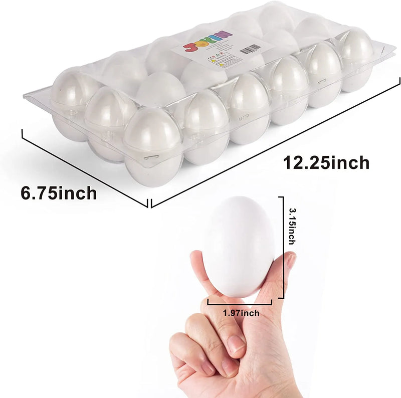 18Pcs Unpainted White Wooden Easter Eggs 3.15in