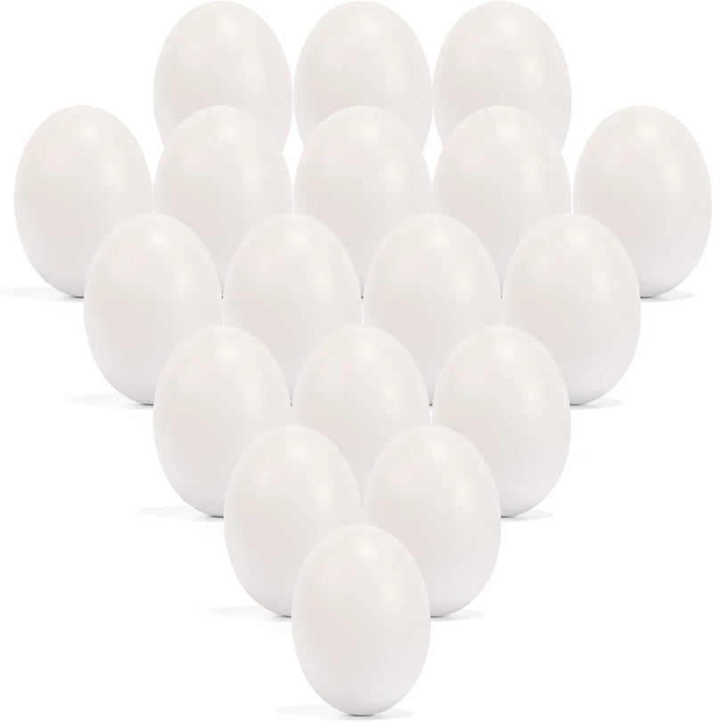 18Pcs Unpainted White Wooden Easter Eggs 3.15in