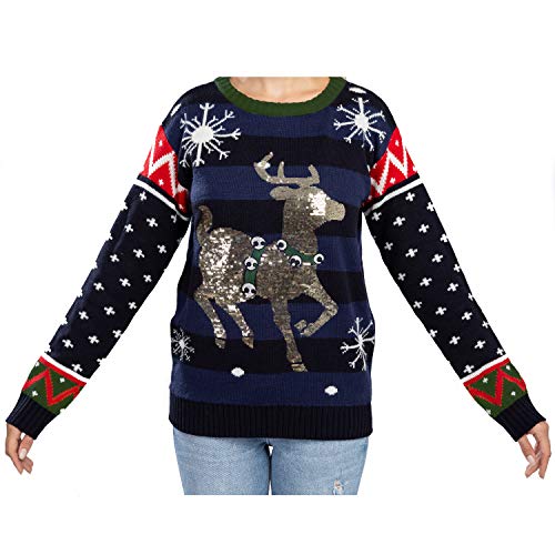 Christmas Sweaters Women's Cute Shining Reindeer Ugly Christmas Sweater