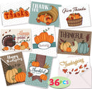 Pumpkin Thanksgiving Greeting Gift Cards, 36 Pcs
