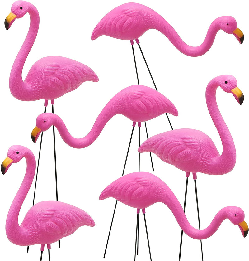 Small Pink Flamingo Yard Ornament, Set 6