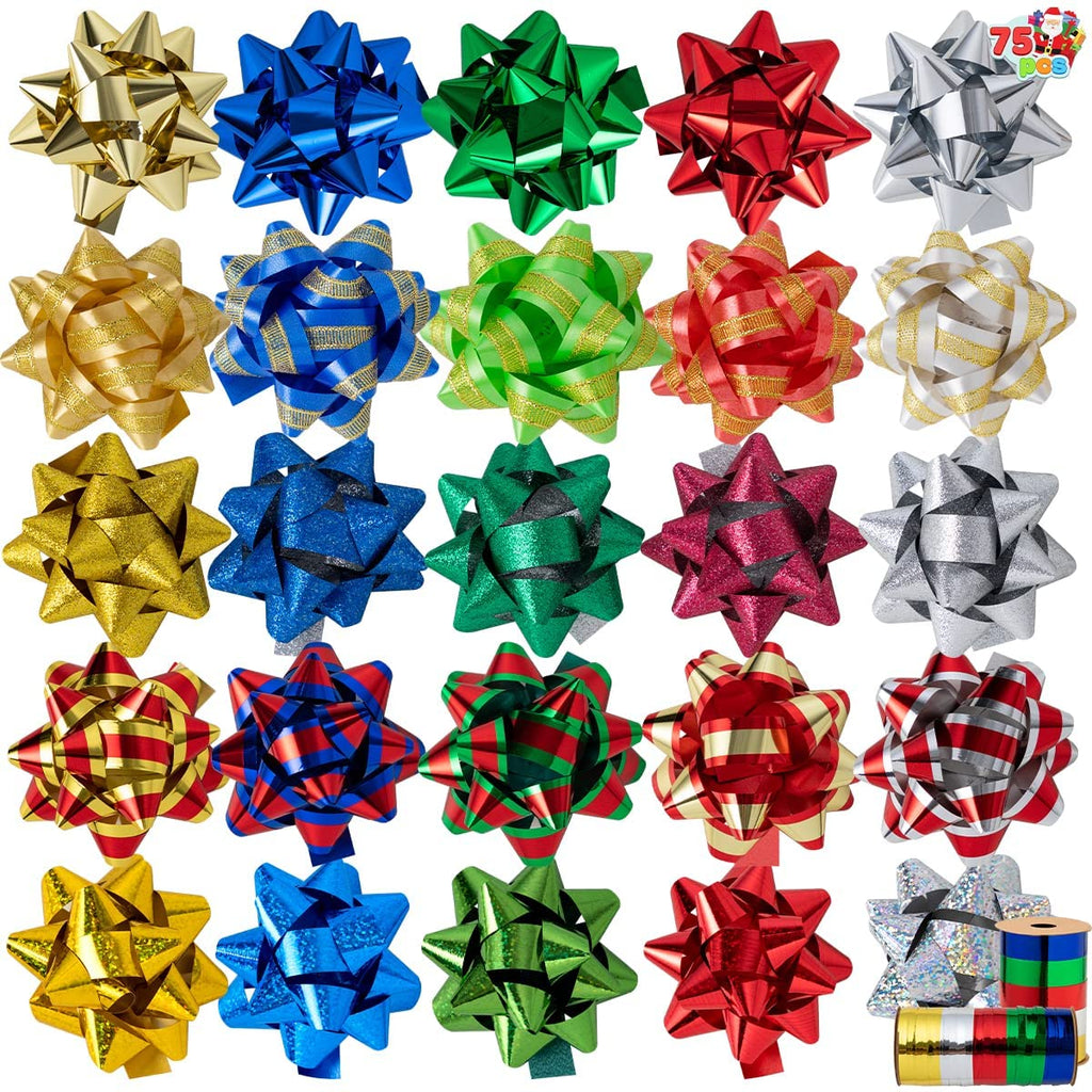  24 Pack Christmas Bows for Gift Wrapping Ribbon Gift Bows  Assorted Self Adhesive Christmas Bows Star Bows for Christmas Presents and  Holiday Gifts (Classic,3 Inch) : Health & Household