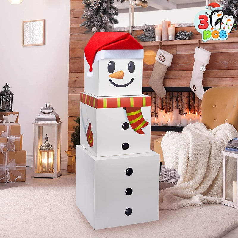 Snowman Stacking Boxes with Lids