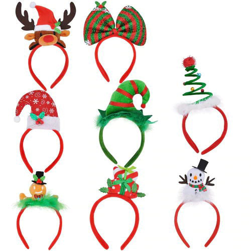 8 Christmas Headbands With Assorted Designs