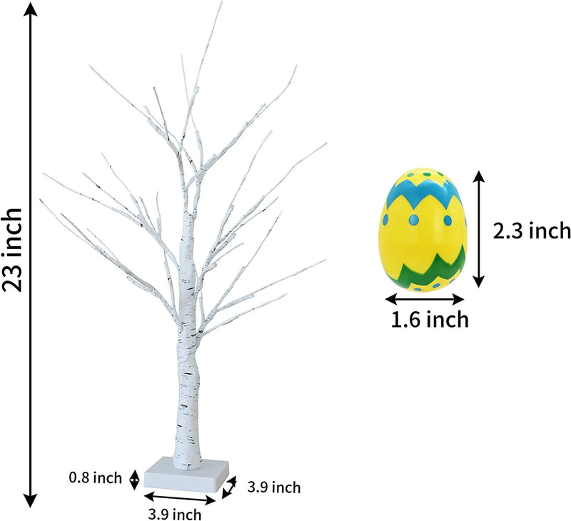 2ft Easter Egg Floral Tree Lights with 12Pcs Easter Eggs