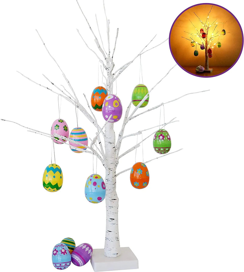2ft Easter Egg Floral Tree Lights with 12Pcs Easter Eggs