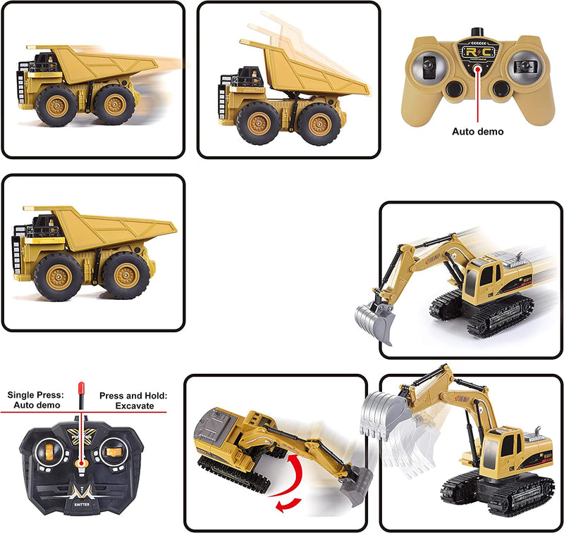 2-in-1 Remote Control Construction Vehicles, 2 Pcs