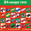 24 Days Advent Calendar Countdown with Die Cast Cars, 24 Pcs