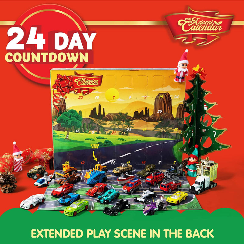24 Days Advent Calendar Countdown with Die Cast Cars, 24 Pcs