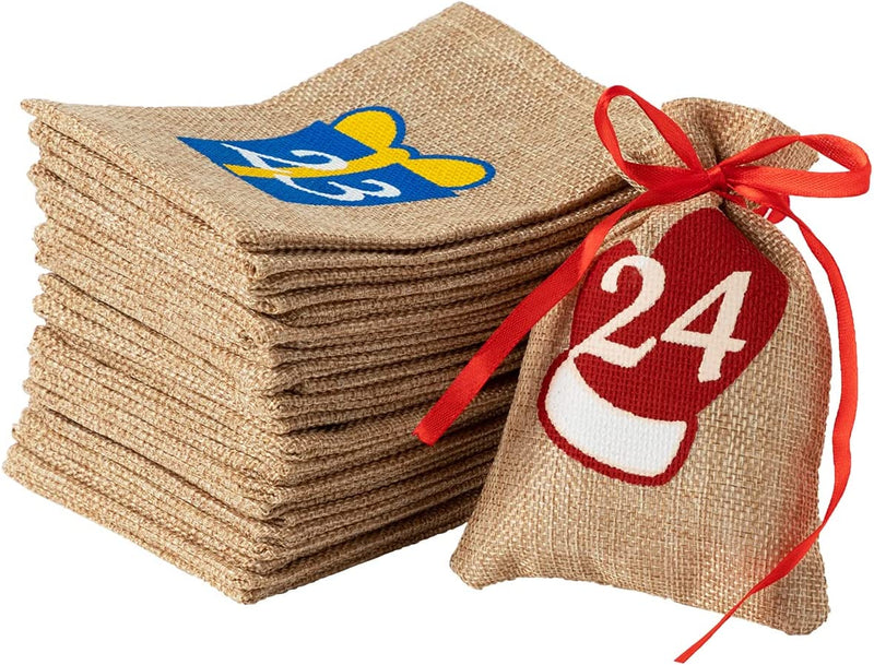Advent Calendar Linen Bags Garland, 24 Pcs
