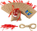 Advent Calendar Linen Bags Garland, 24 Pcs