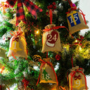 Advent Calendar Linen Bags Garland, 24 Pcs