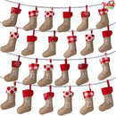 Advent Calendar Linen Christmas Stockings Socks Garland, 24 Pcs