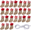 Advent Calendar Linen Christmas Stockings Socks Garland, 24 Pcs