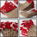 Advent Calendar Linen Christmas Stockings Socks Garland, 24 Pcs