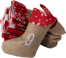 Advent Calendar Linen Christmas Stockings Socks Garland, 24 Pcs