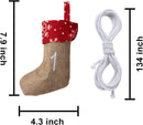 Advent Calendar Linen Christmas Stockings Socks Garland, 24 Pcs